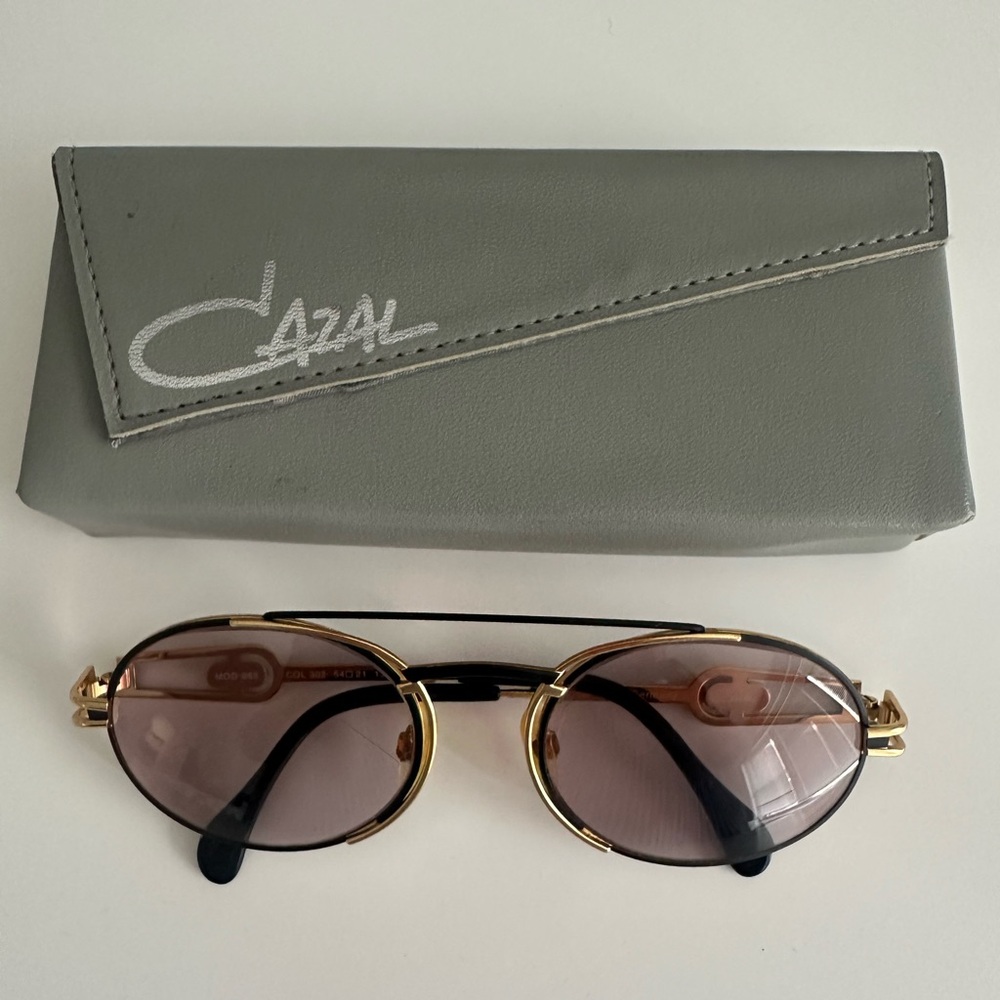 Cazal Gold and Black Sunglasses with Gray Case